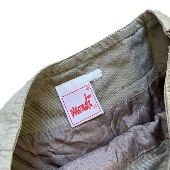 Mondi Khaki Maxi Skirt Button Front Pockets Vintage 80s Women's 27" Waist - Picture 4 of 6